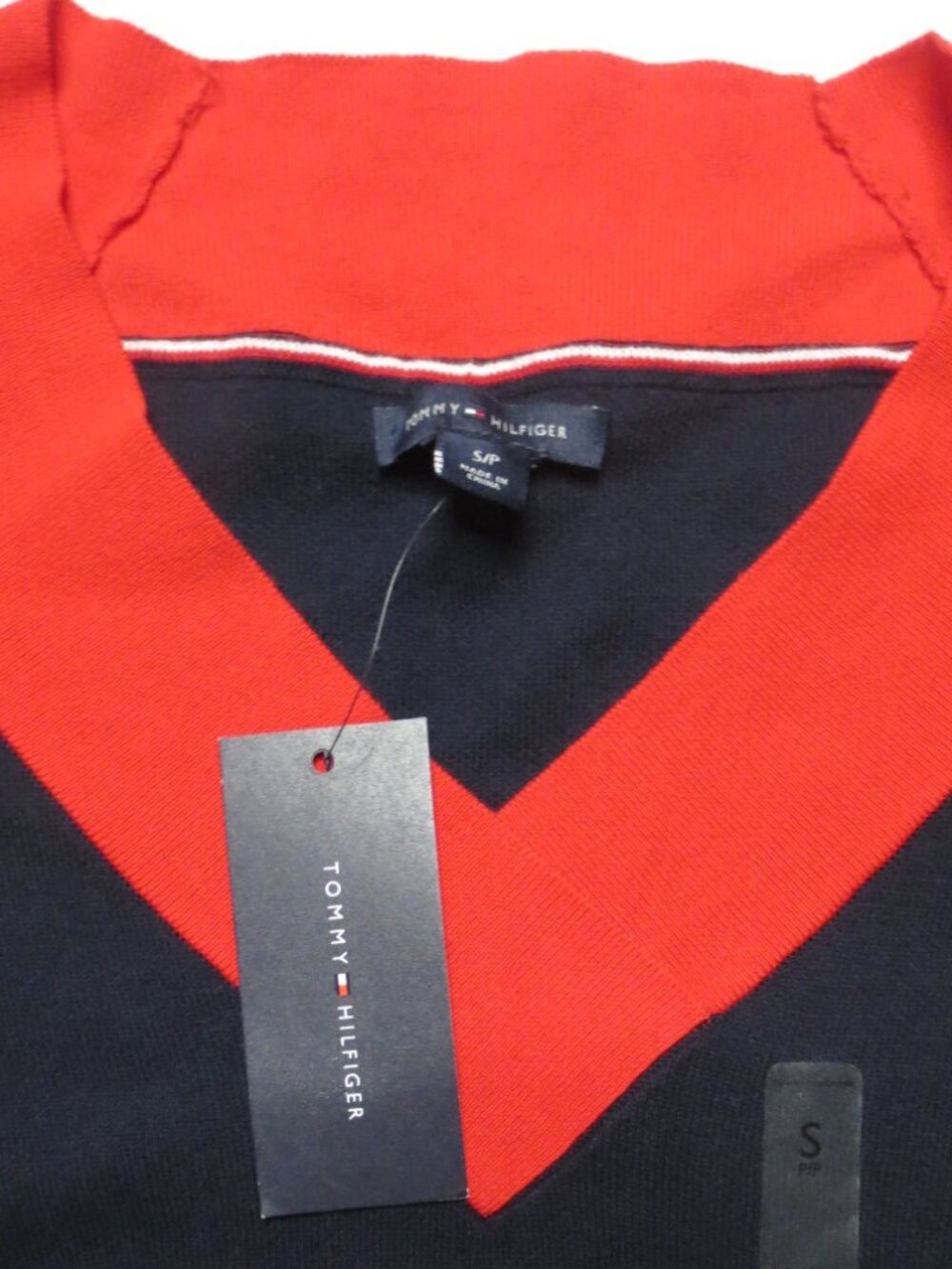 NWT TOMMY HILFIGER womens RED white BLUE patriotic SWEATER petite size S/P - Picture 2 of 8